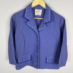 Vintage Hefco Italian Wool Knit Blazer Women’s XS 0–2 Petite Purple Striped
